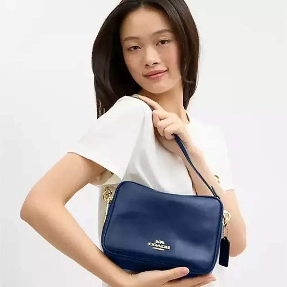 NEW‼️Coach Carey Crossbody Bag CEB28 crinkle leather/Gold/Deep Blue